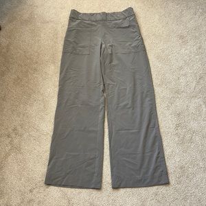 Athleta pewter wide legged polyester pants, size 10